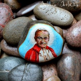 Kamień ręcznie malowany "Św. Jan Paweł II"